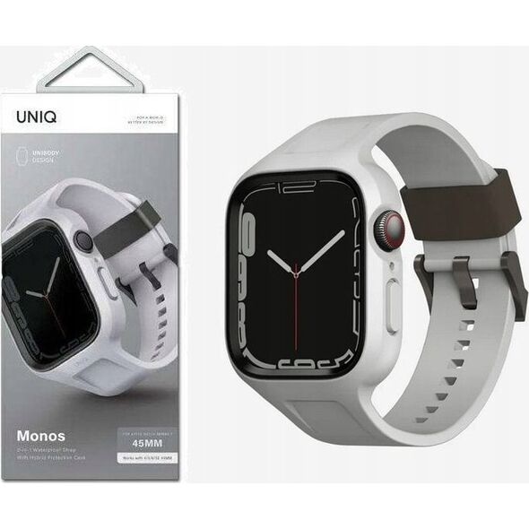 Pasek + etui UNIQ Monos 2in1 Apple Watch 4/5/6/7/8/9/SE 44/45mm szary/chalk grey