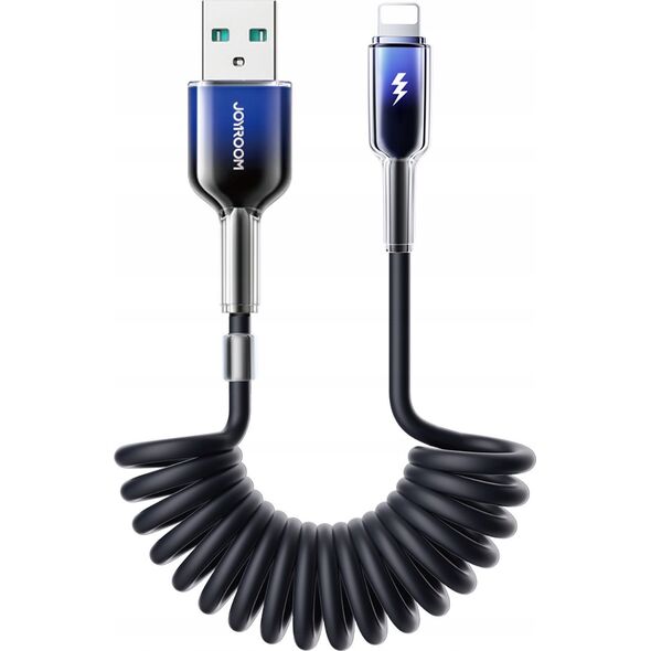 Kabel spiralny Joyroom S-A43 Crystal-Clear Series 3A USB-A / Lightning 1.5m czarny