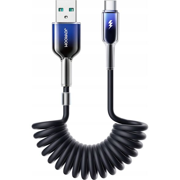 Kabel spiralny Joyroom S-A43 Crystal-Clear Series 3A USB-A / USB-C 1.5m czarny