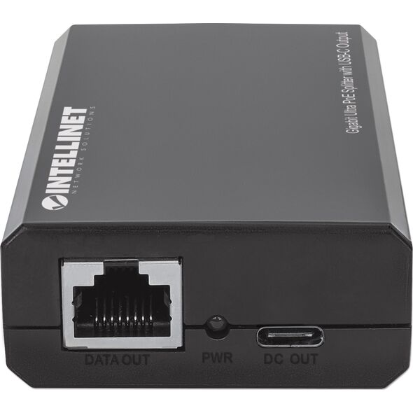 Intellinet PoE Splitter with USB-C Output, PoE++ / 4PPoE, Gigabit Ultra, IEEE 802.3bt, RJ45 In and Out Ports, Up to 45 W USB-C Output Port, IEEE 802.3, IEEE 802.3ab, IEEE 802.3af, IEEE 802.3at, IEEE 802.3bt, IEEE 802.3u, 10/100/1000Base-T(X), Cat5e, Black