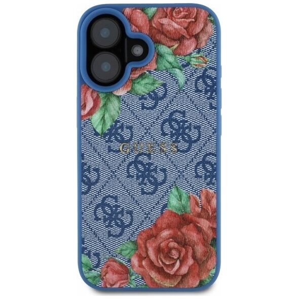 Guess GUHMP16SP4ROPEMCB iPhone 16 6.1"    niebieski/blue hardcase 4G Flowers Print MagSafe