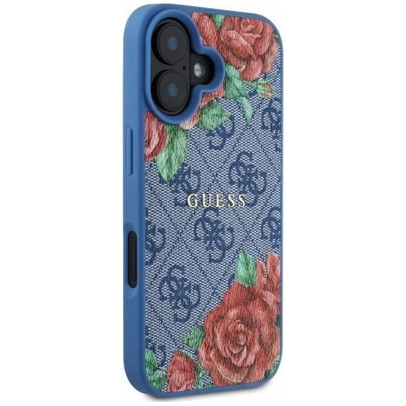 Guess GUHMP16SP4ROPEMCB iPhone 16 6.1"    niebieski/blue hardcase 4G Flowers Print MagSafe