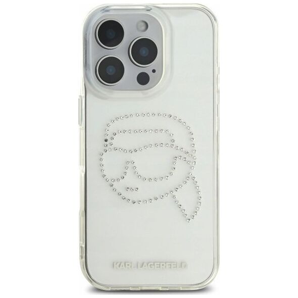 Karl Lagerfeld KLHCP16XHKHDCELT iPhone    16 Pro Max 6.9" przezroczysty/transparent hardcase IML Rhinestones Karl Head