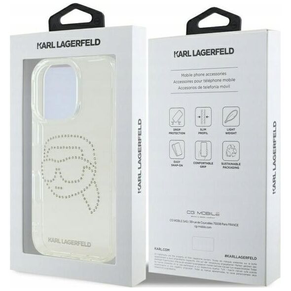 Karl Lagerfeld KLHCP16XHKHDCELT iPhone    16 Pro Max 6.9" przezroczysty/transparent hardcase IML Rhinestones Karl Head