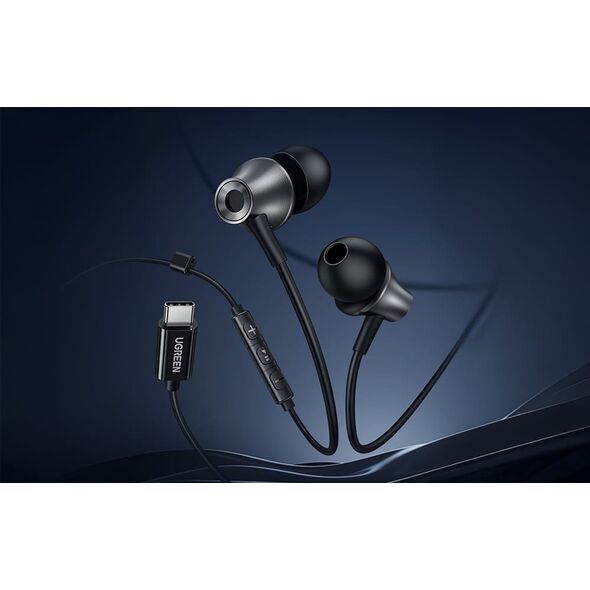 Przewodowe słuchawki dokanałowe Ugreen EP105, USB-C, 1.2m (czarne)