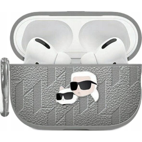 Etui Karl Lagerfeld Monogram Karl & Choupette Head do Apple AirPods 4 srebrny