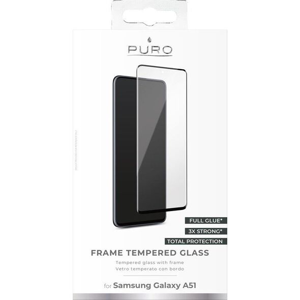 Puro PURO Frame Tempered Glass - Szkło ochronne hartowane na ekran Samsung Galaxy A51 (czarna ramka) uniwersalny