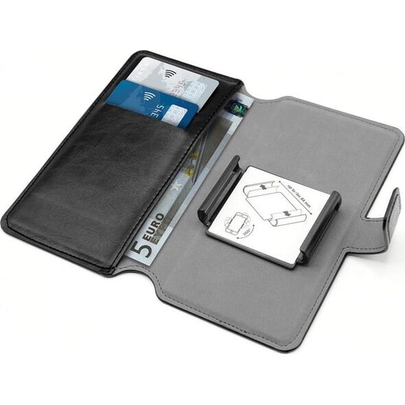 Puro PURO Universal Wallet - Uniwersalne etui obrotowe 360 z kieszeniami na karty, rozmiar XL (czarny)