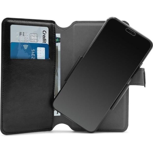 Puro PURO Universal Wallet - Uniwersalne etui obrotowe 360 z kieszeniami na karty, rozmiar XL (czarny)