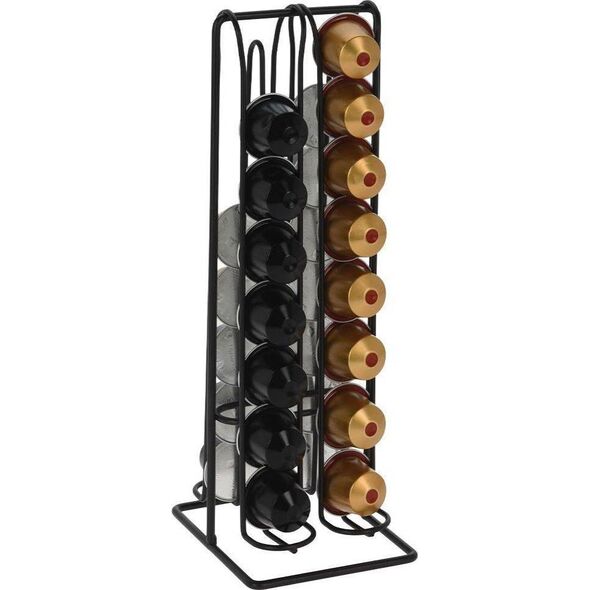 Excellent Houseware Stojak na 32 kapsułki, metalowy, czarny, stojący organizer 30 cm