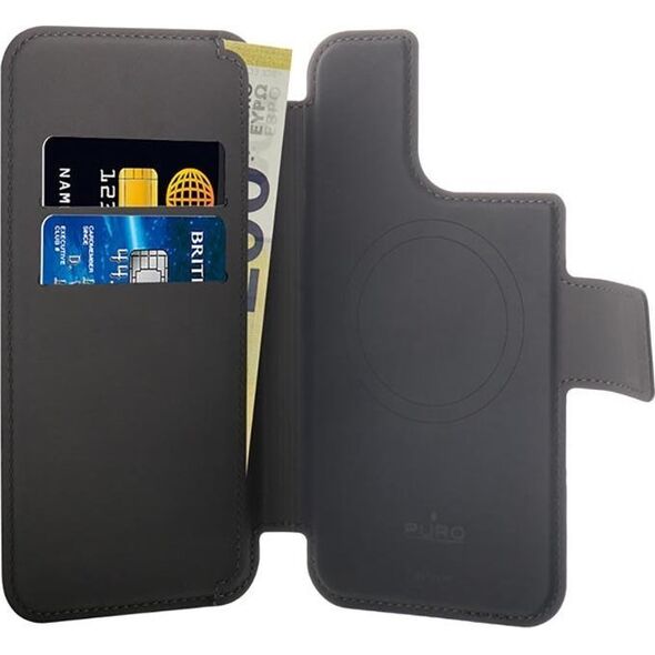 Puro PURO Folio MagSafe Case - Etui iPhone 14 Pro / 13 Pro (czarny)