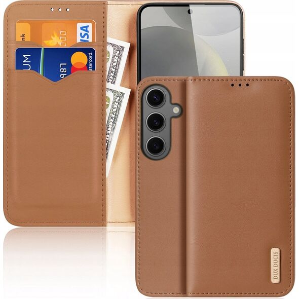 Dux Ducis Etui Dux Ducis Hivo z klapką i blokadą RFID do Samsung Galaxy S24+ - brązowe