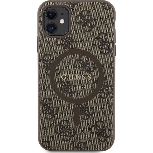 Guess Guess GUHMN61G4GFRW iPhone 11 6.1" / Xr brązowy/brown hardcase 4G Collection Leather Metal Logo MagSafe