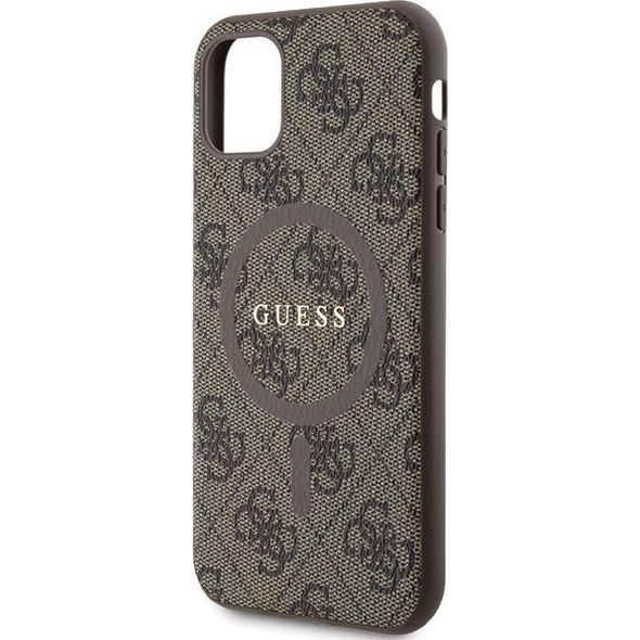 Guess Guess GUHMN61G4GFRW iPhone 11 6.1" / Xr brązowy/brown hardcase 4G Collection Leather Metal Logo MagSafe
