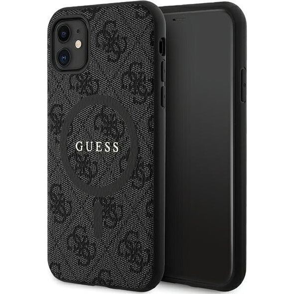 Guess Guess GUHMN61G4GFRK iPhone 11 6.1" / Xr czarny/black hardcase 4G Collection Leather Metal Logo MagSafe