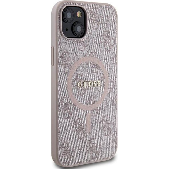 Guess Guess GUHMP15SG4GFRP iPhone 15 / 14 / 13 6.1" różowy/pink hardcase 4G Collection Leather Metal Logo MagSafe