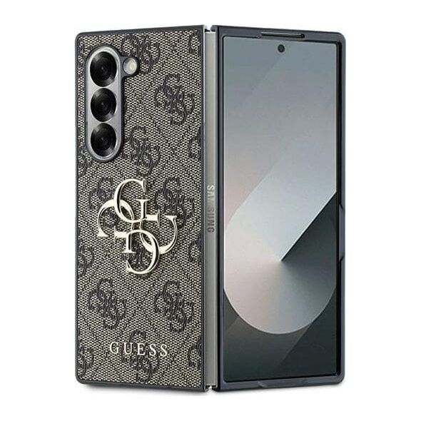 Guess Guess GUHCZFD64GMGBR Z Fold6 F956 brązowy/brown Leather 4G Metal Logo