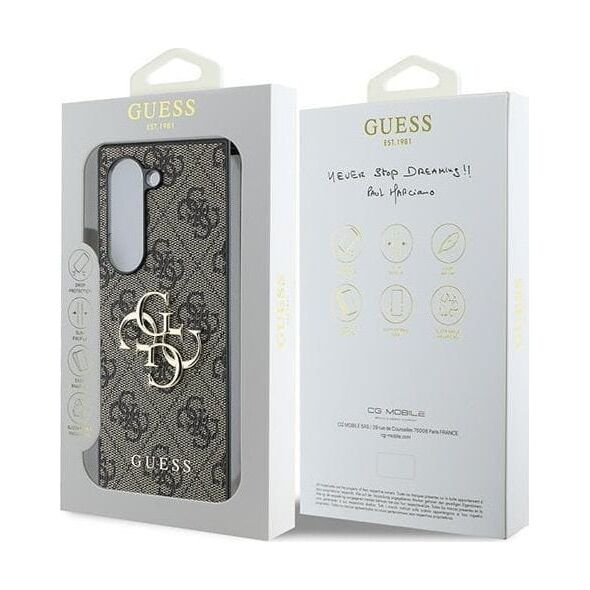 Guess Guess GUHCZFD64GMGBR Z Fold6 F956 brązowy/brown Leather 4G Metal Logo