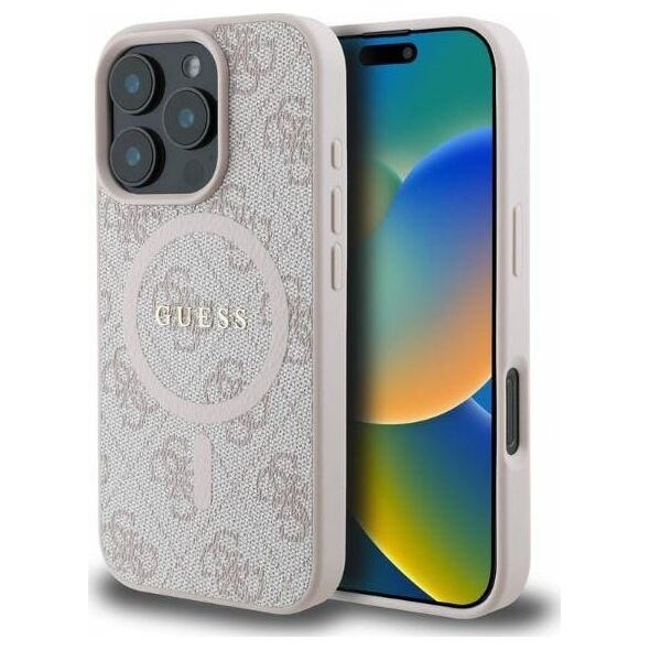 Guess Guess GUHMP16LG4GFRP iPhone 16 Pro 6.3" różowy/pink hardcase 4G Ring Classic Logo MagSafe