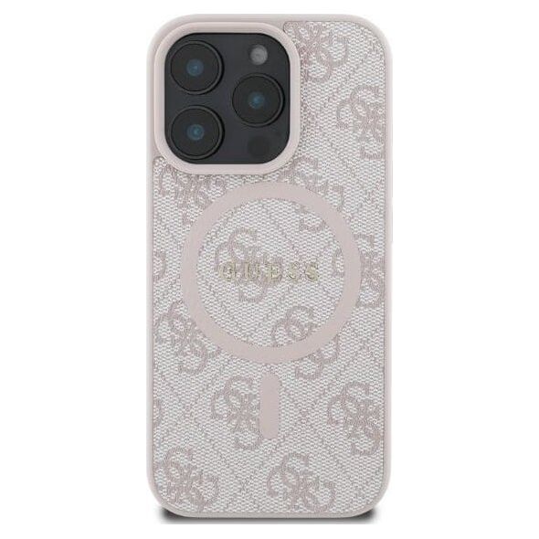Guess Guess GUHMP16LG4GFRP iPhone 16 Pro 6.3" różowy/pink hardcase 4G Ring Classic Logo MagSafe