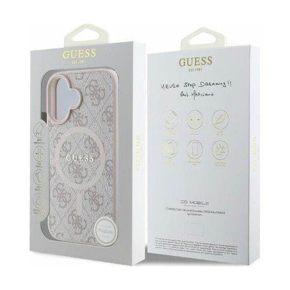 Guess Guess GUHMP16SG4GFRP iPhone 16 6.1" różowy/pink hardcase 4G Ring Classic Logo MagSafe