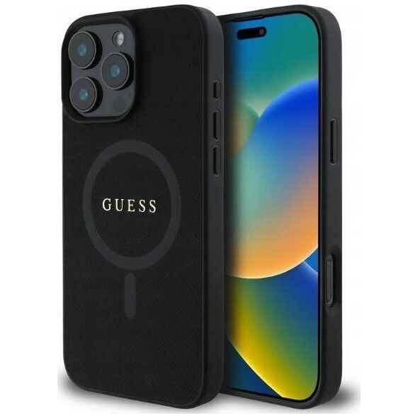 Guess Guess GUHMP16LPSAHMCK iPhone 16 Pro 6.3" czarny/black hardcase Saffiano Classic Logo MagSafe