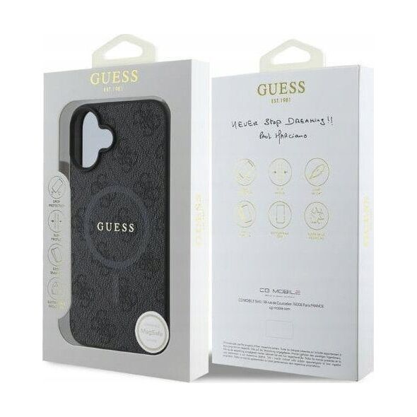 Guess Guess GUHMP16SG4GFRK iPhone 16 6.1" czarny/black hardcase 4G Ring Classic Logo MagSafe