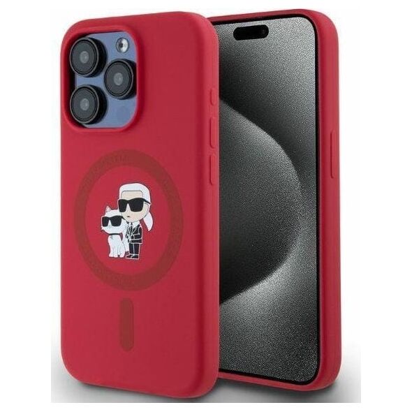 Karl Lagerfeld Karl Lagerfeld KLHMP15LSCMKCRHR iPhone 15 Pro 6.1" czerwony/red hardcase Silicone KC Heads Ring MagSafe