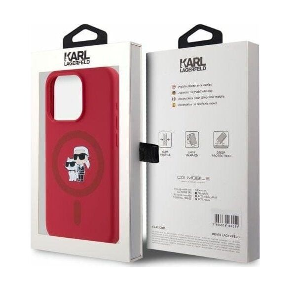 Karl Lagerfeld Karl Lagerfeld KLHMP15LSCMKCRHR iPhone 15 Pro 6.1" czerwony/red hardcase Silicone KC Heads Ring MagSafe