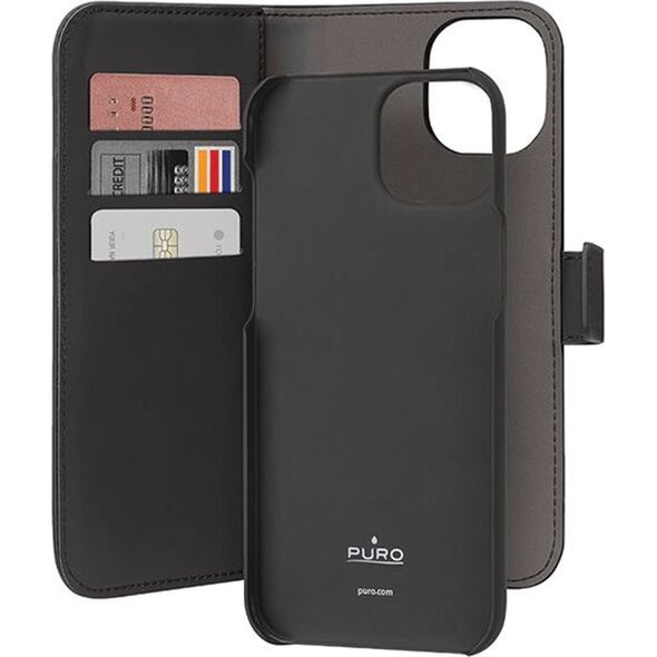 Puro Puro Eco-Leder Wallet iPhone 15 Plus schwarz