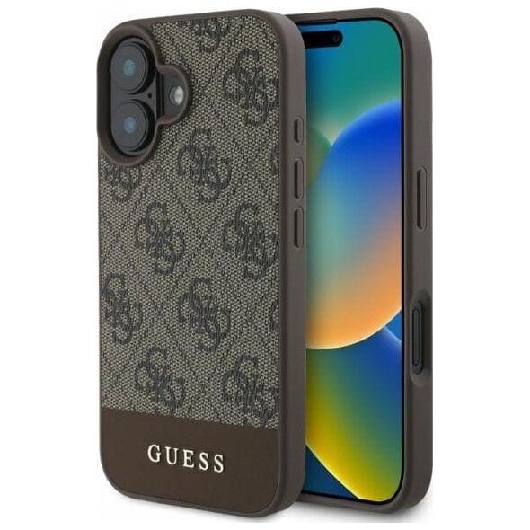 Guess Guess GUHCP16SG4GLBR iPhone 16 6.1" brązowy/brown hardcase 4G Bottom Stripe