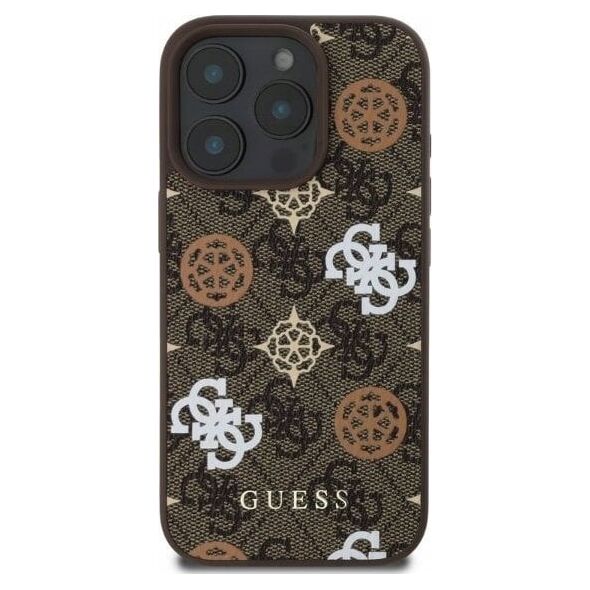 Guess GUESS futerał do IPHONE 16 Pro kompatybilny z MagSafe GUHMP16LP4PWPW (PU Peony on 4G Background) brązowy