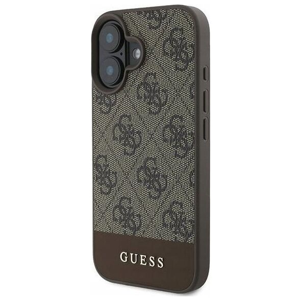 Guess GUESS futerał do IPHONE 16 Plus GUHCP16MG4GLBR (PC/TPU 4G PU Bottom Stripe) brązowy