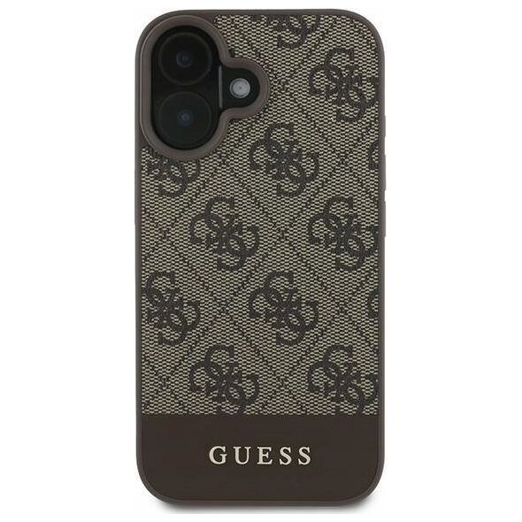 Guess GUESS futerał do IPHONE 16 Plus GUHCP16MG4GLBR (PC/TPU 4G PU Bottom Stripe) brązowy