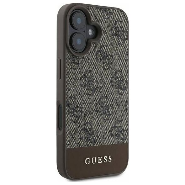 Guess GUESS futerał do IPHONE 16 Plus GUHCP16MG4GLBR (PC/TPU 4G PU Bottom Stripe) brązowy