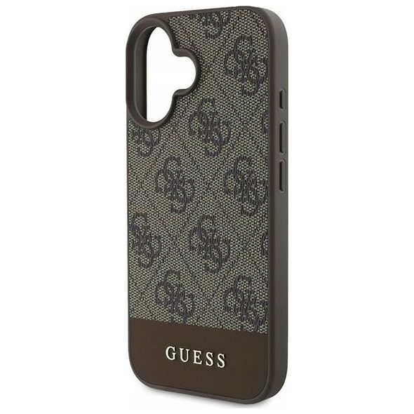 Guess GUESS futerał do IPHONE 16 Plus GUHCP16MG4GLBR (PC/TPU 4G PU Bottom Stripe) brązowy