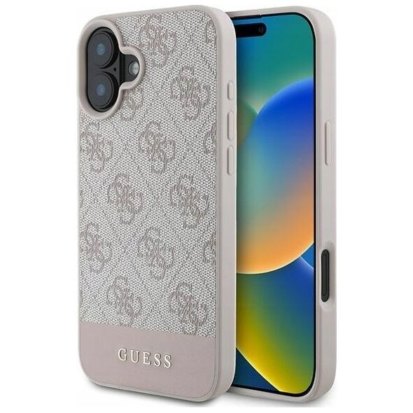 Guess GUESS futerał do IPHONE 16 Plus GUHCP16MG4GLPI (4G PU Bottom Stripe) różowy