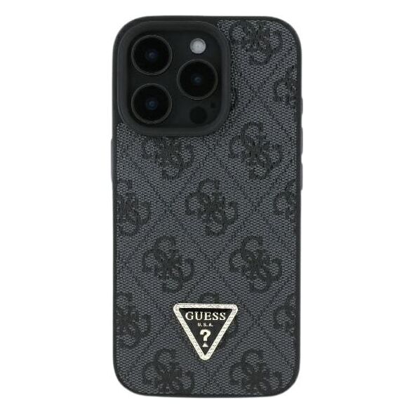 Guess Guess GUHCP16LP4TDPK iPhone 16 Pro 6.3" czarny/black hardcase Leather 4G Triangle Strass MagSafe