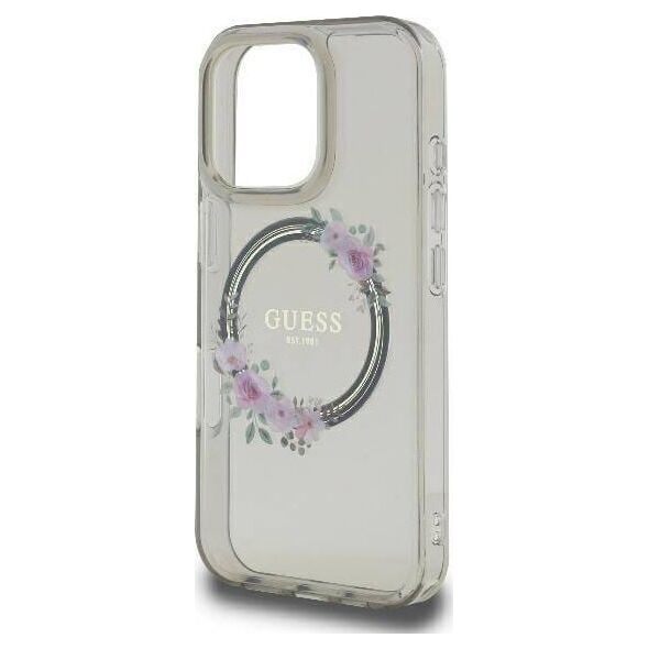 Guess Guess GUHMP16LHFWFCK iPhone 16 Pro 6.3" czarny/black hardcase IML Flowers Wreath MagSafe