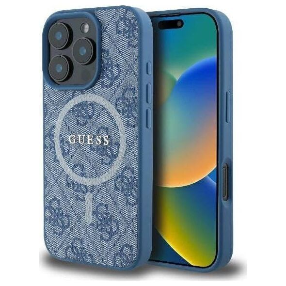 Guess Guess GUHMP16LG4GFRB iPhone 16 Pro 6.3" niebieski/blue hardcase 4G Ring Classic Logo MagSafe