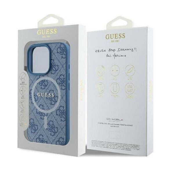 Guess Guess GUHMP16LG4GFRB iPhone 16 Pro 6.3" niebieski/blue hardcase 4G Ring Classic Logo MagSafe