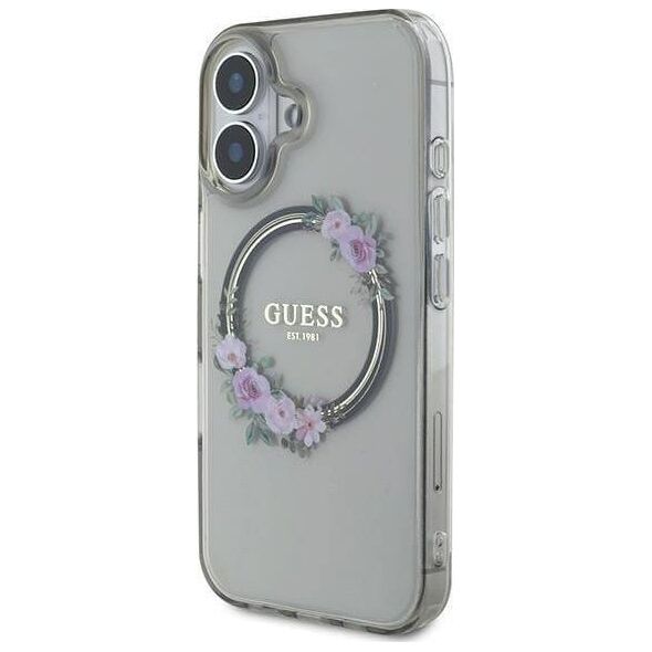 Guess Guess GUHMP16SHFWFCK iPhone 16 6.1" czarny/black hardcase IML Flowers Wreath MagSafe