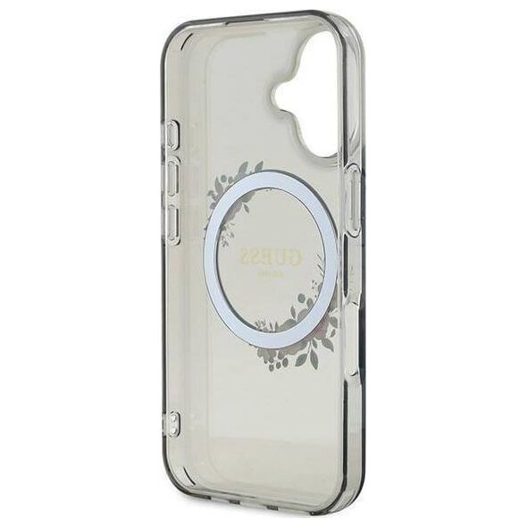 Guess Guess GUHMP16SHFWFCK iPhone 16 6.1" czarny/black hardcase IML Flowers Wreath MagSafe