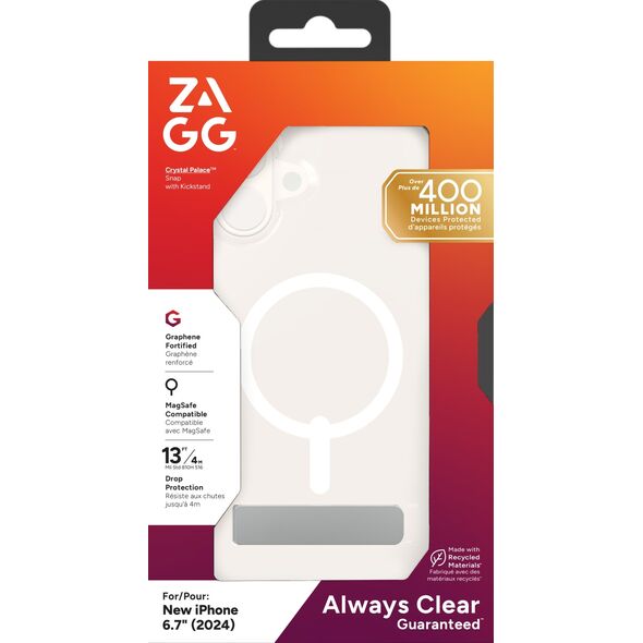 Zagg International ZAGG Crystal Palace Snap Kickstand - obudowa ochronna z podstawką do iPhone 16 Plus kompatybilna z MagSafe (clear)