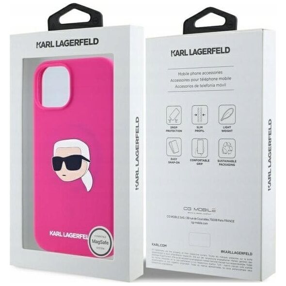 Karl Lagerfeld KLHMP15SSKHPPPLF iPhone 15 6.1" fuchsia/fuschia hardcase Silicone Karl Head Print MagSafe