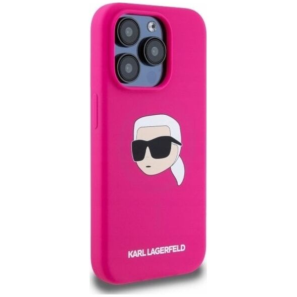 Karl Lagerfeld KLHMP15LSKHPPPLF iPhone 15 Pro 6.1" fuchsia/fuschia hardcase Silicone Karl Head Print MagSafe