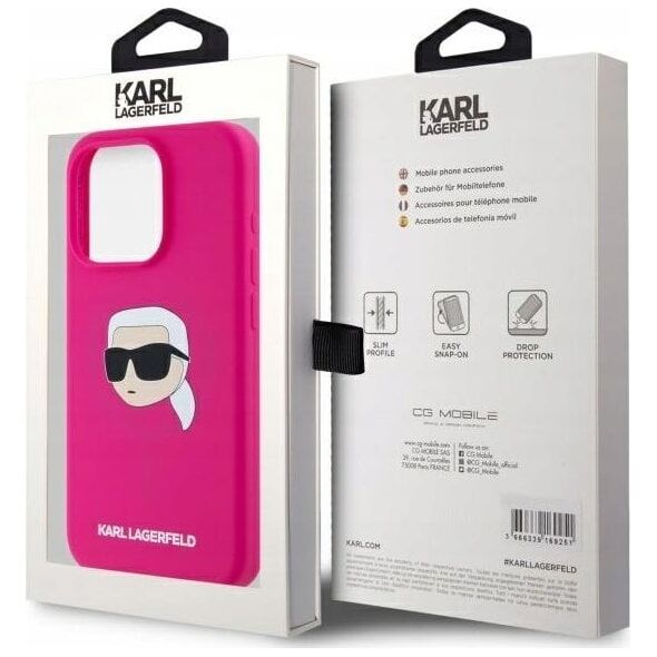 Karl Lagerfeld KLHMP15LSKHPPPLF iPhone 15 Pro 6.1" fuchsia/fuschia hardcase Silicone Karl Head Print MagSafe