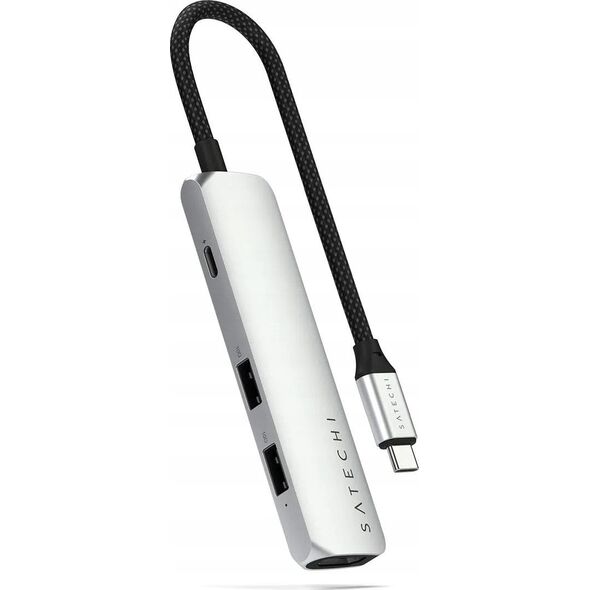 HUB Satechi 4-in-1 USB-C Slim Multiport Adapter 4K USB-C / 2xUSB-A, USB-C, 4K HDMI silver
