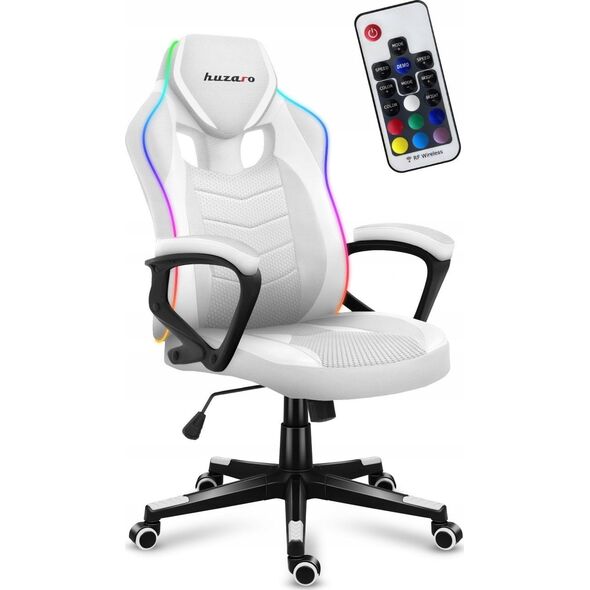 Fotel Gamingowy Komputerowy Gracza Obrotowy Huzaro Force 2.5 White Rgb Mesh