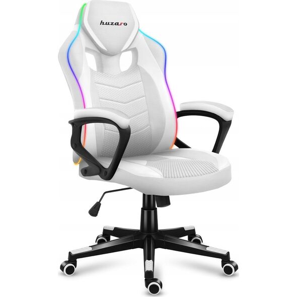 Fotel Gamingowy Komputerowy Gracza Obrotowy Huzaro Force 2.5 White Rgb Mesh